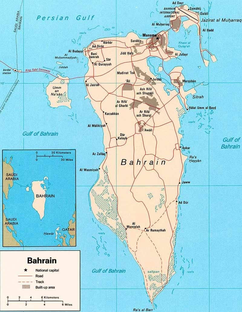 mapa Bahrain errepide mapa locator