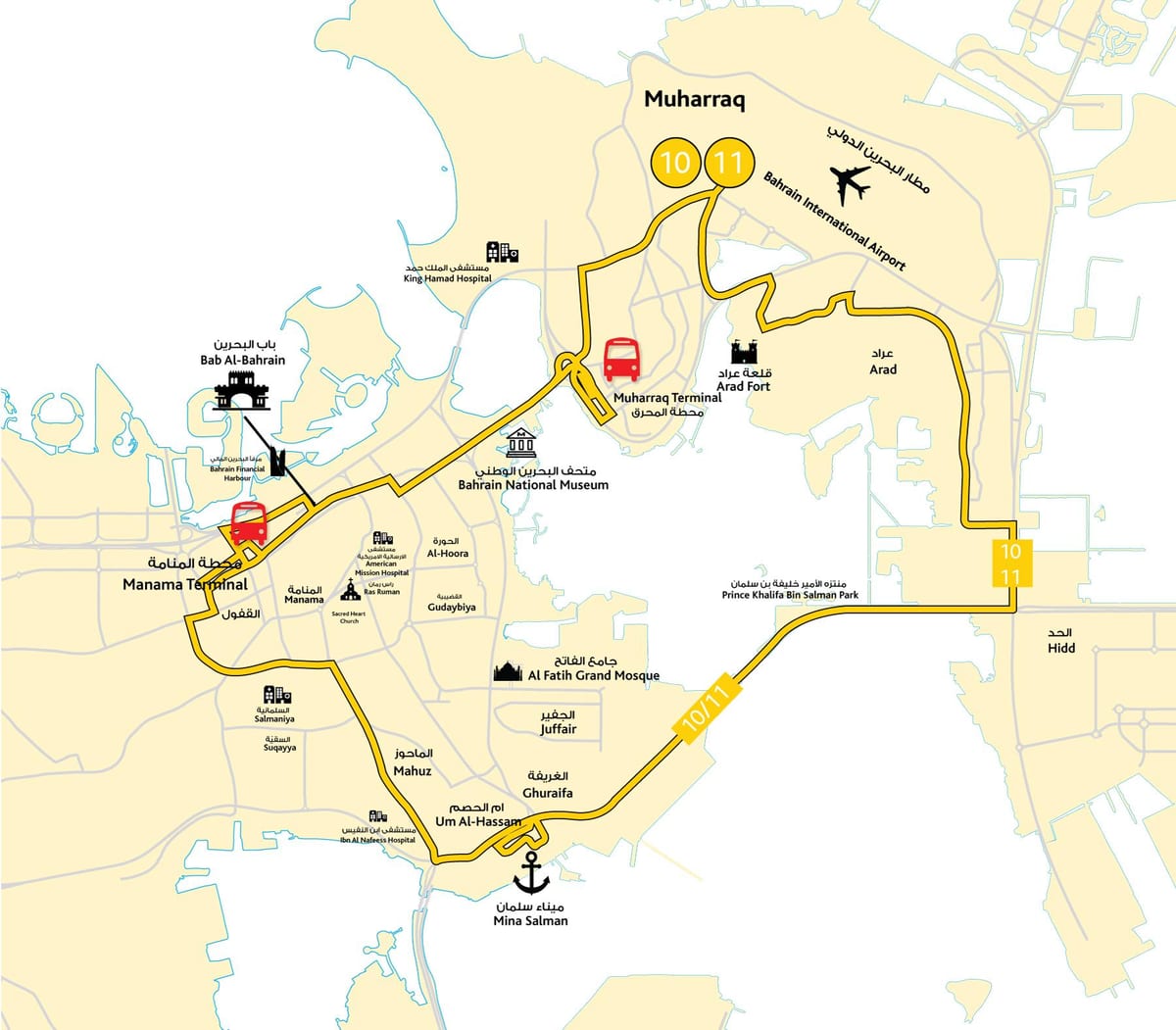 mapa Bahrain eskola gidatzeko errepide