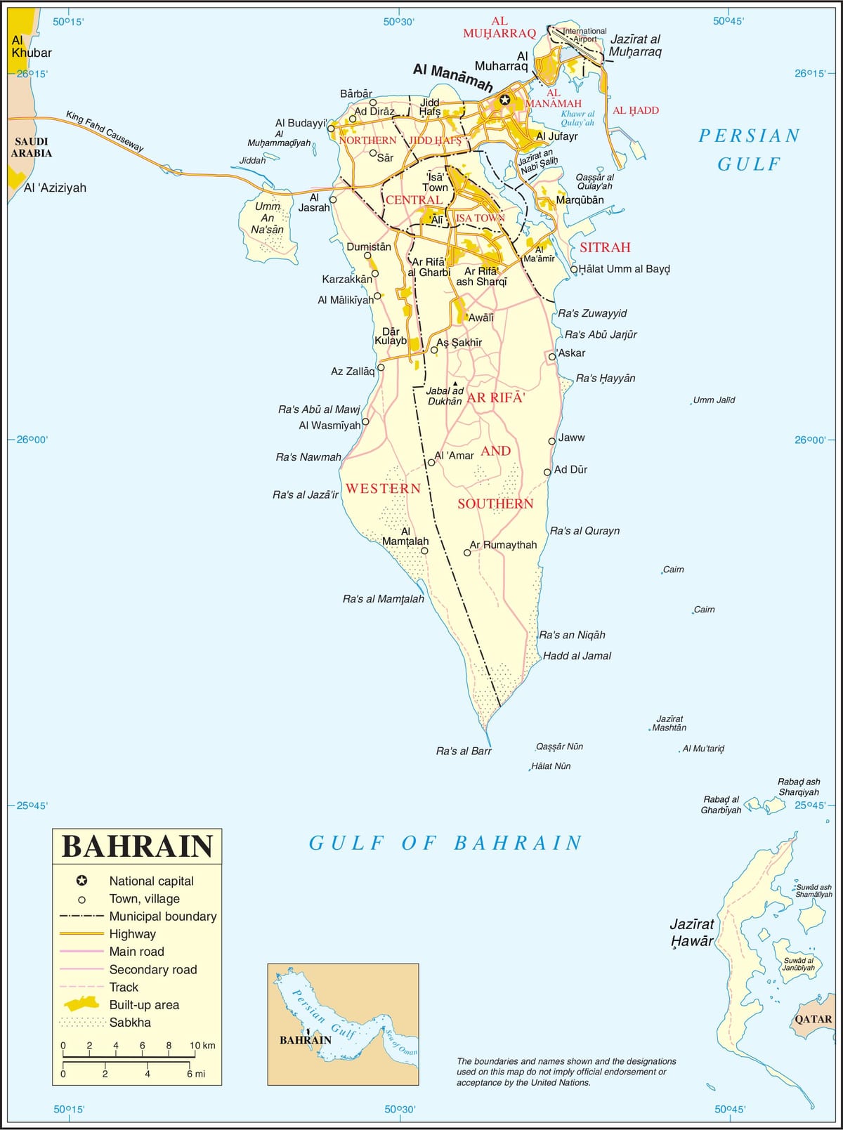 Bahrain mapa politikoa