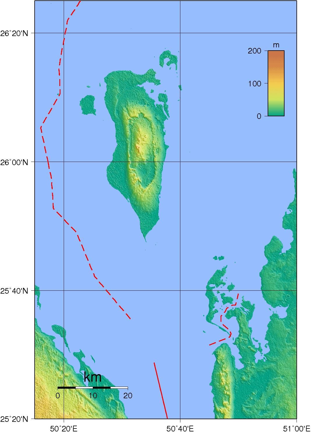 mapa fisiko Bahrain