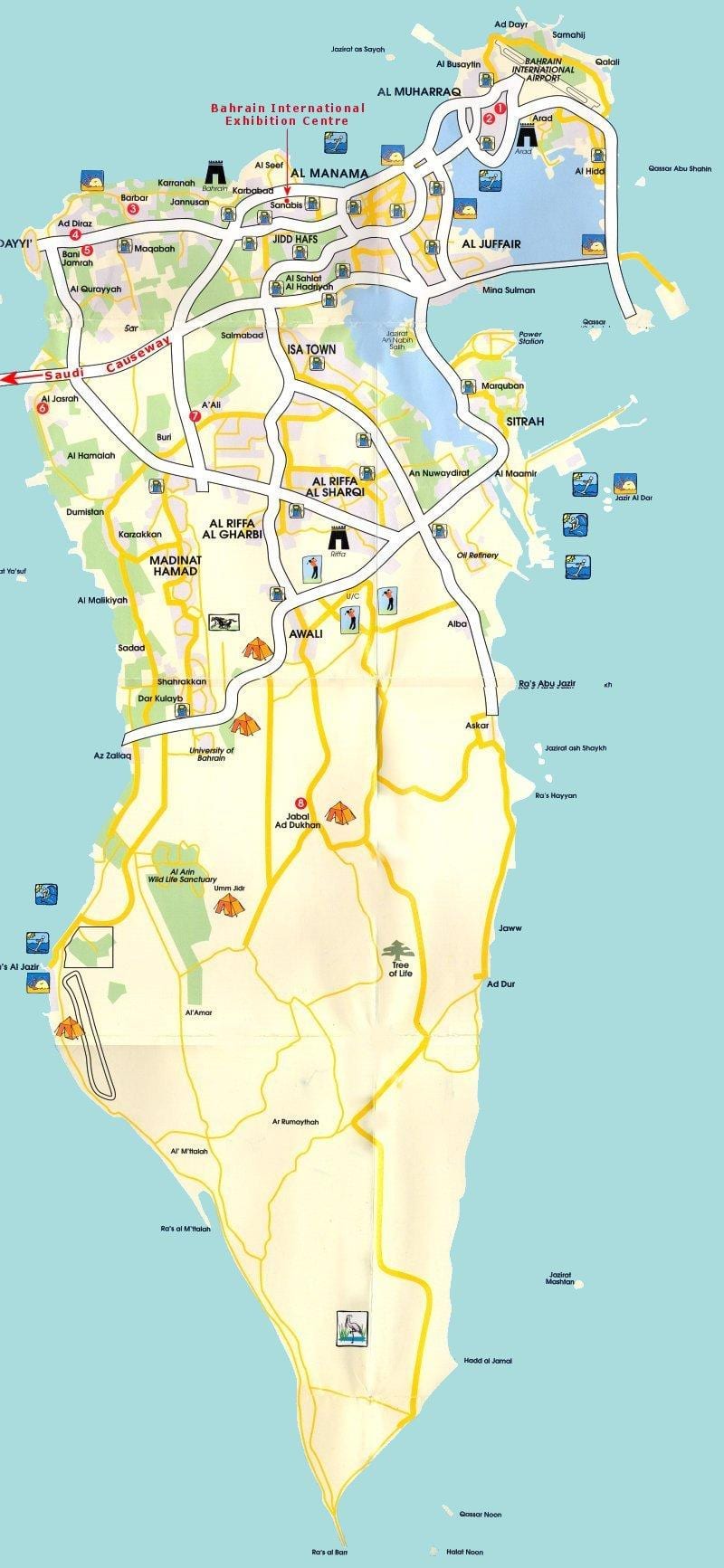 mapa Bahrain turismo