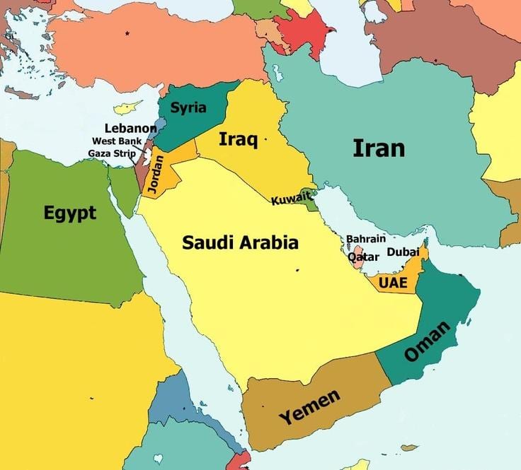 mapa Bahrain eta inguruetan
