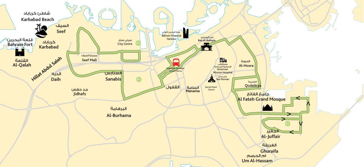 mapa hiriaren erdigunean Bahrain